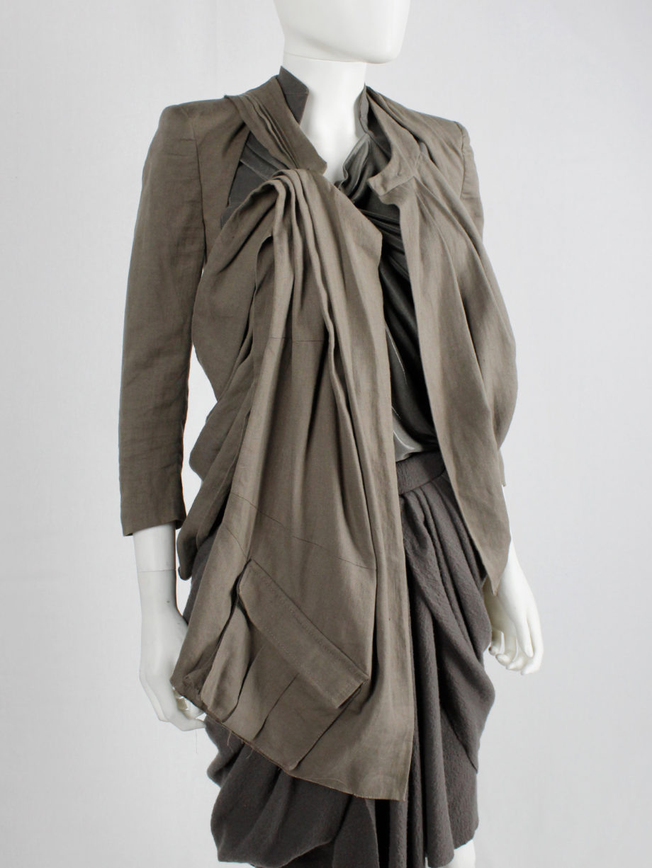 Haider Ackermann beige jacket with draping cut outs and cargo pocket spring 2010 (9)