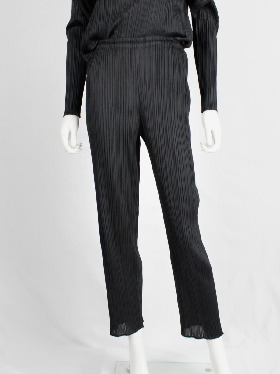 Issey Miyake Pleats Please black pleated trousers with cigarette legs (1)