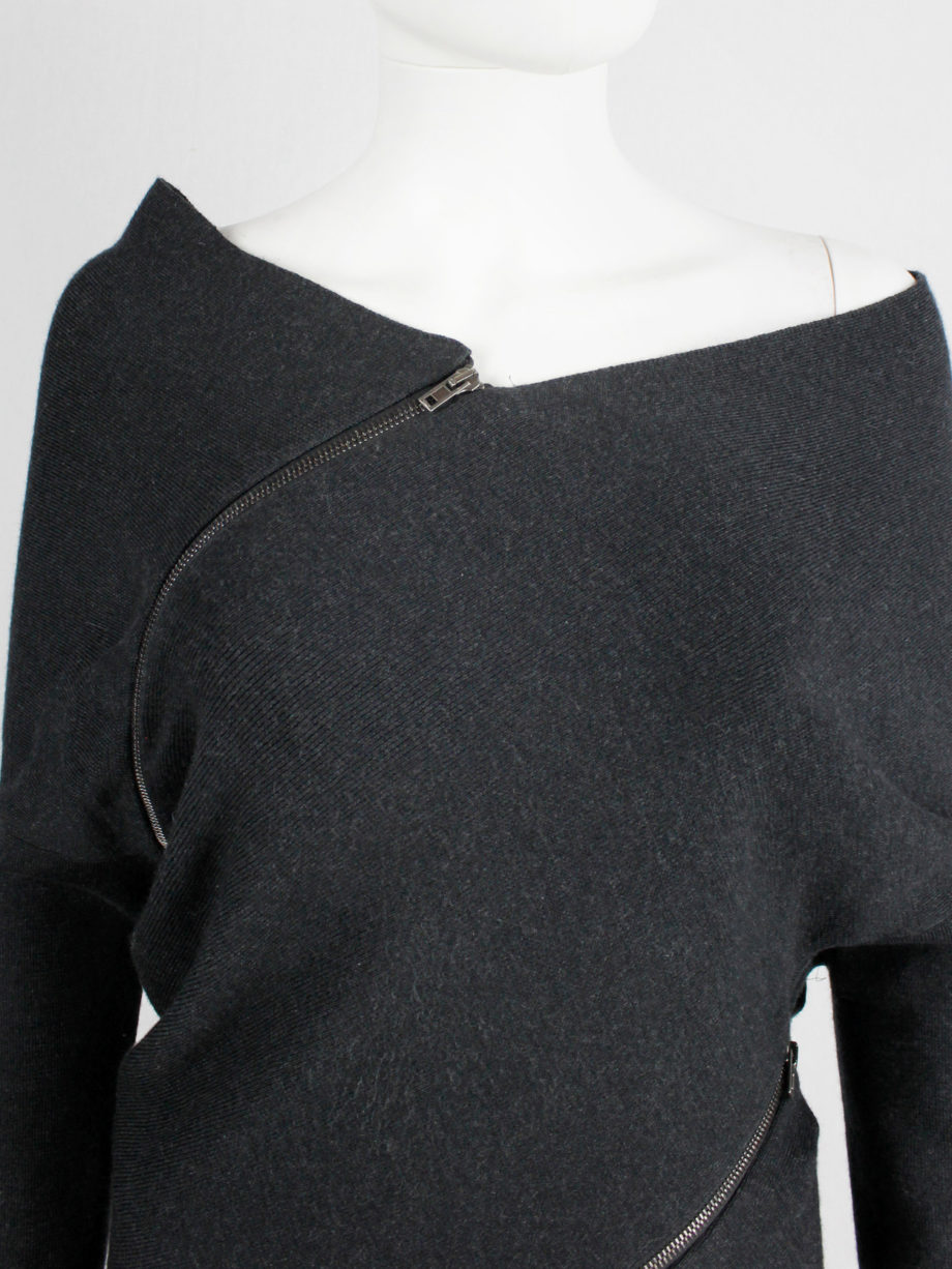 Maison Martin Margiela 1 dark grey jumper with spiral zippers fall 2012 (3)