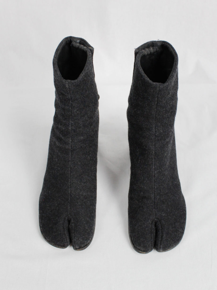 Maison Martin Margiela grey felt tabi boots with cylindrical heel 1990s 90s (15)