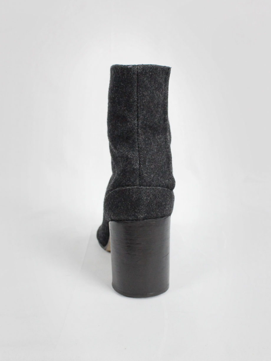 Maison Martin Margiela grey felt tabi boots with cylindrical heel 1990s 90s (8)