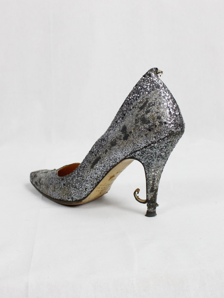 Maison Martin Margiela silver glitter afterparty pumps with destroyed look (64) — spring 2005