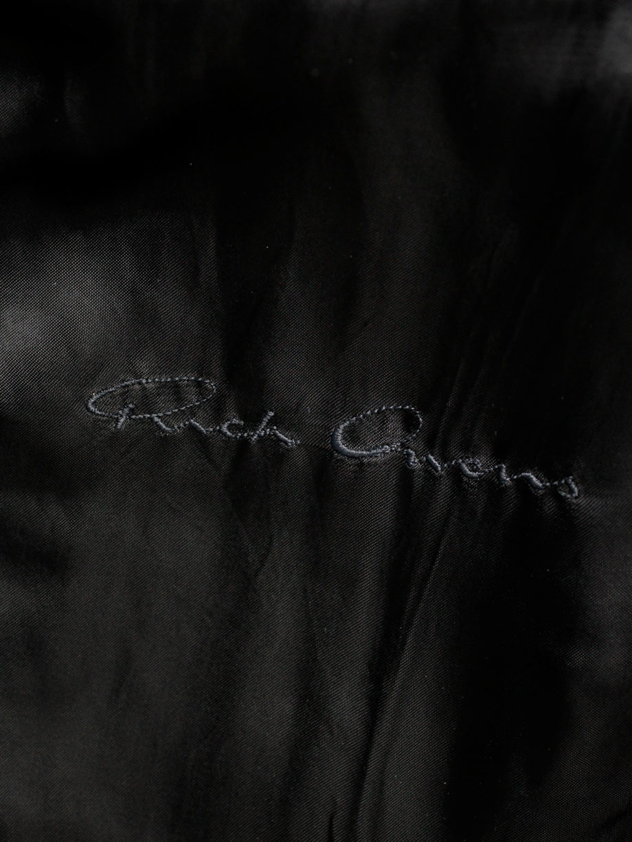 Rick Owens black long classic leather biker coat with standing neckline (4)