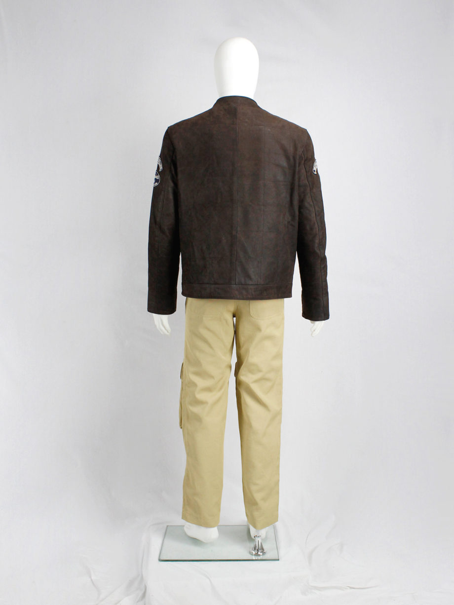 Walter Van Beirendonck WaLT beige trousers with kneepad pockets and neon orange details 90s (9)