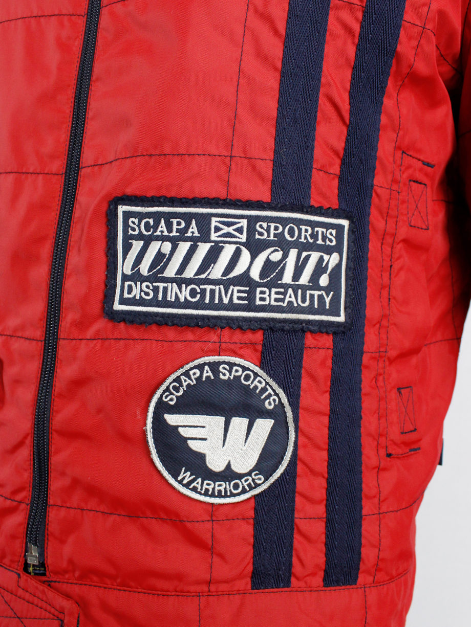 Walter Van Beirendonck for Scapa red ‘Formula 1’ jacket with blue stripes and patches (4)