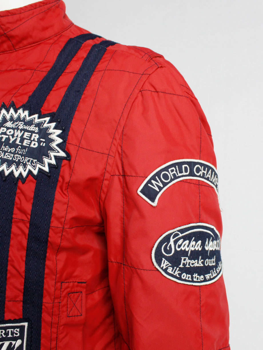 Walter Van Beirendonck for Scapa red ‘Formula 1’ jacket with blue stripes and patches (5)