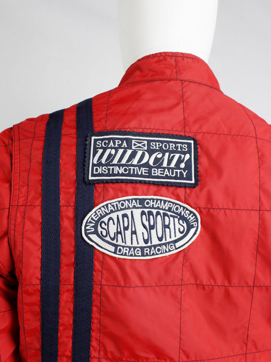 Walter Van Beirendonck for Scapa red ‘Formula 1’ jacket with blue stripes and patches (9)