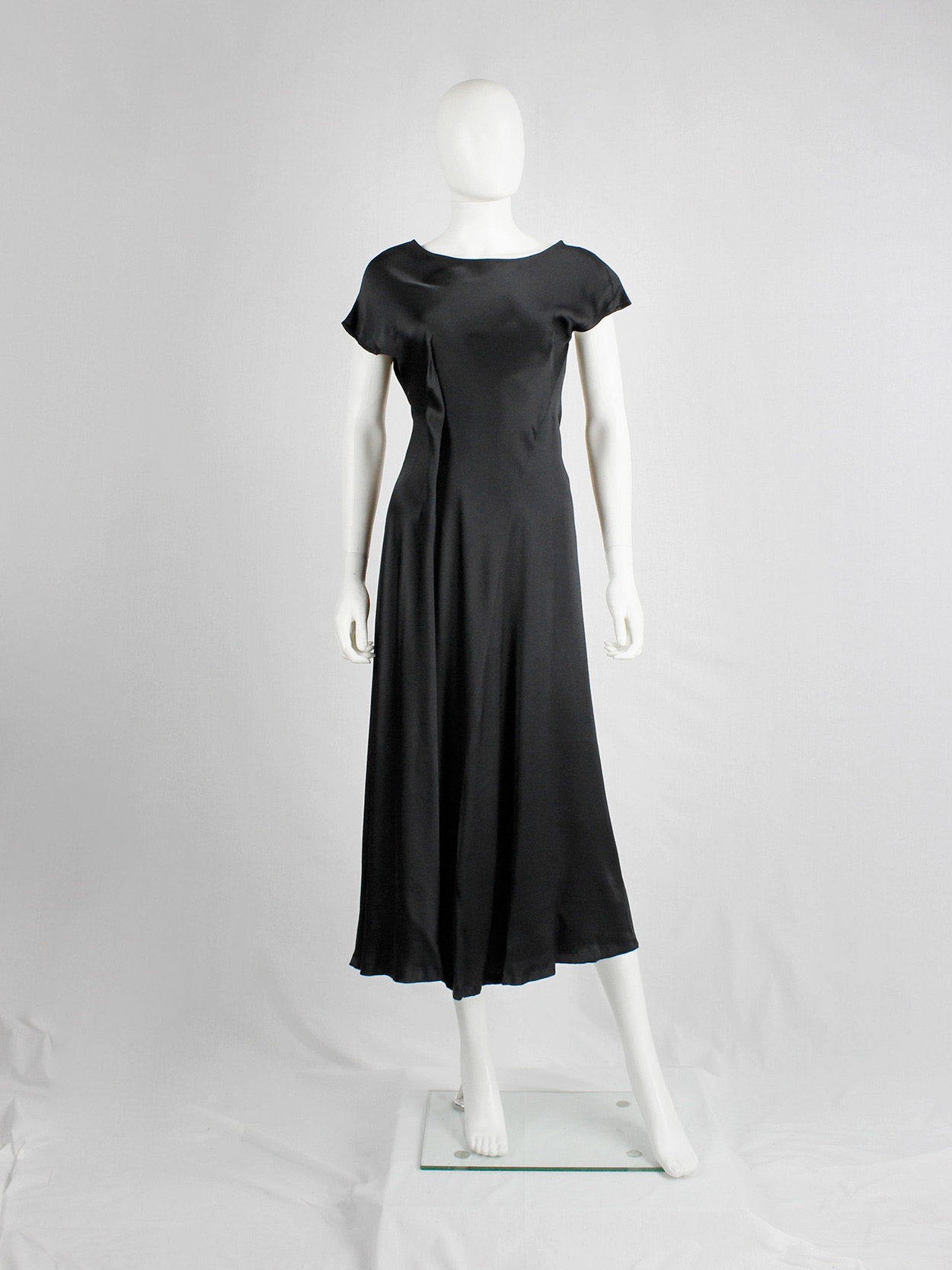 Yohji Yamamoto Noir black asymmetric maxi dress with large outside ...