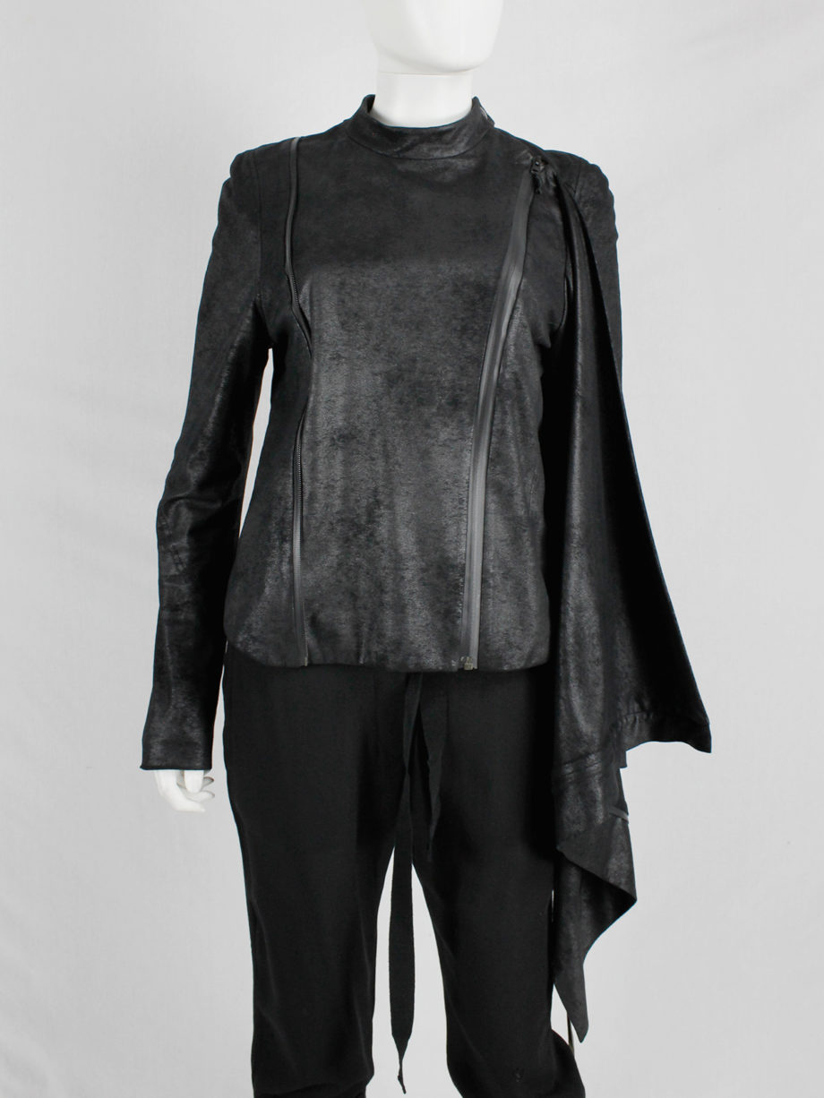 af Vandevorst black fencing jacket with front cowl drape fall 2010 (2)