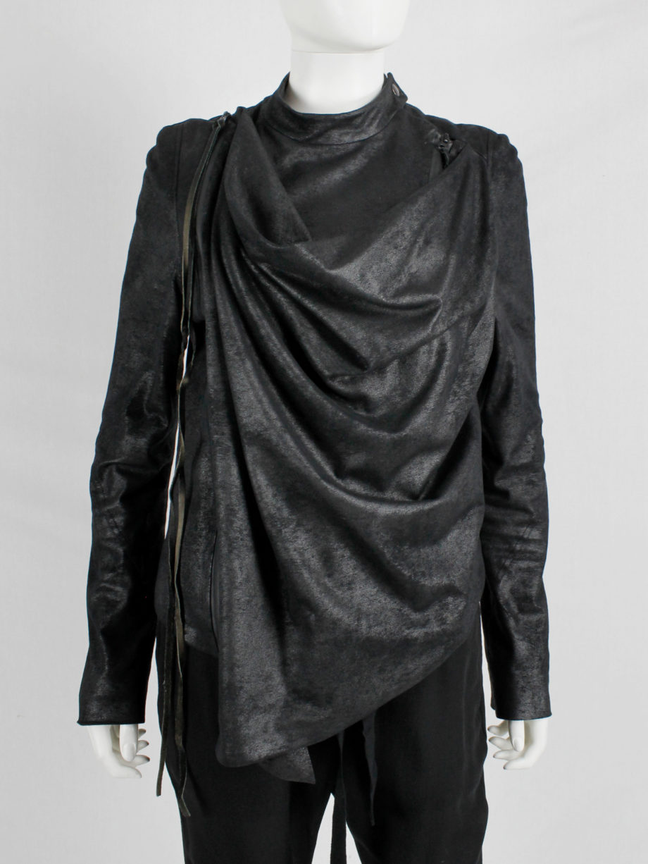 af Vandevorst black fencing jacket with front cowl drape fall 2010 (4)