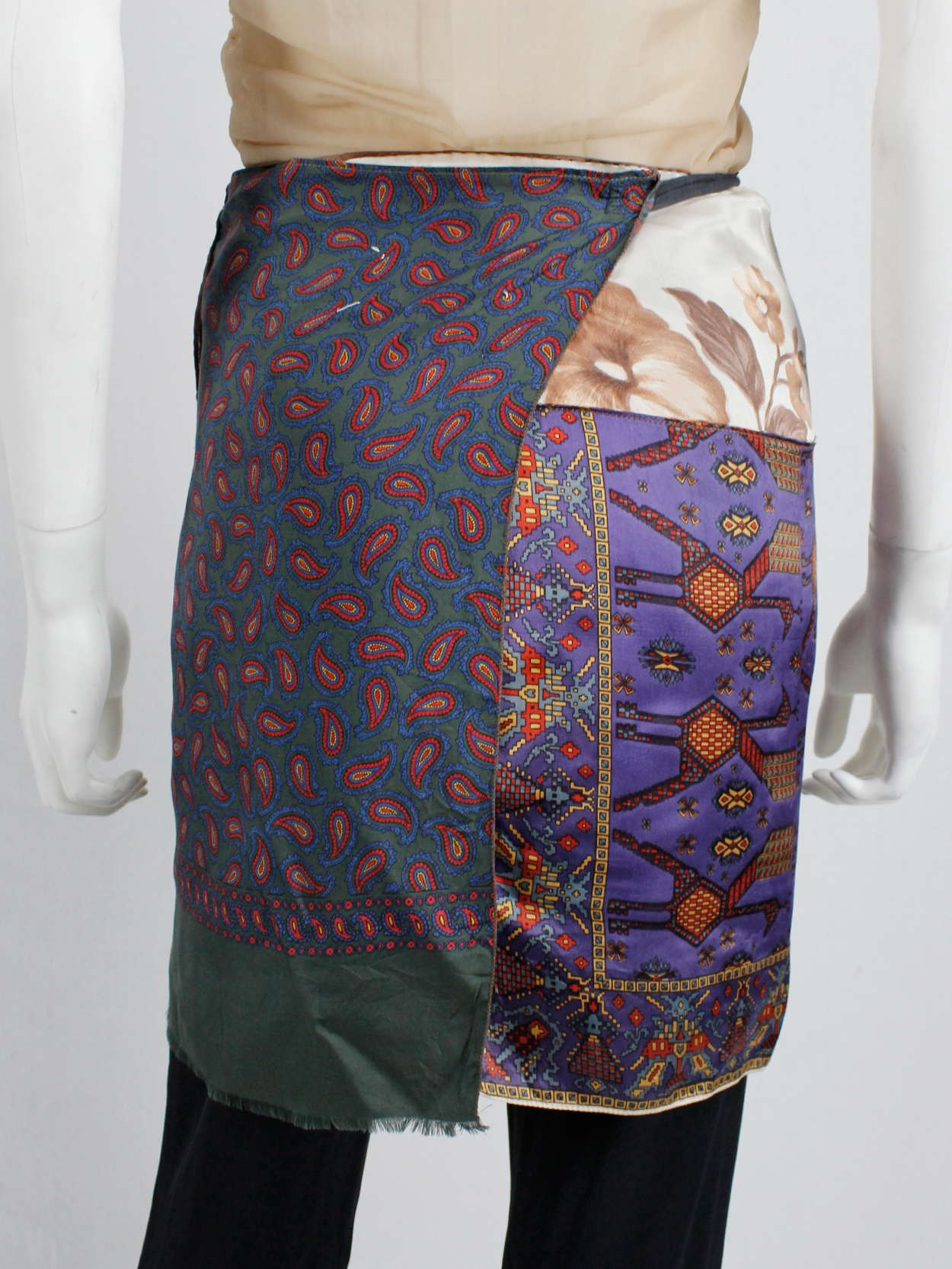 archive Maison Martin Margiela wrap skirt made of multiple scarfs sewn together spring 1992 (11)