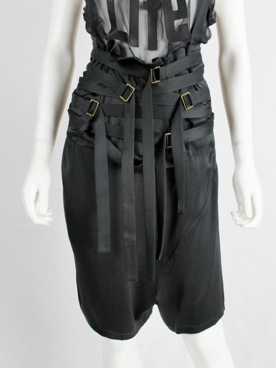 vintage Ann Demeulemeester black shorts with belt straps spring 2003 (12)