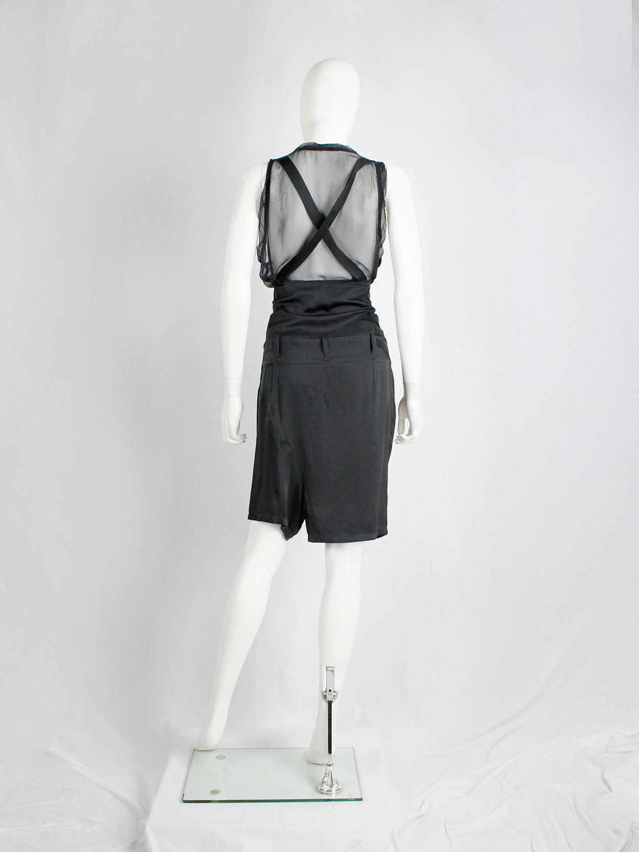 vintage Ann Demeulemeester black shorts with belt straps spring 2003 (3)