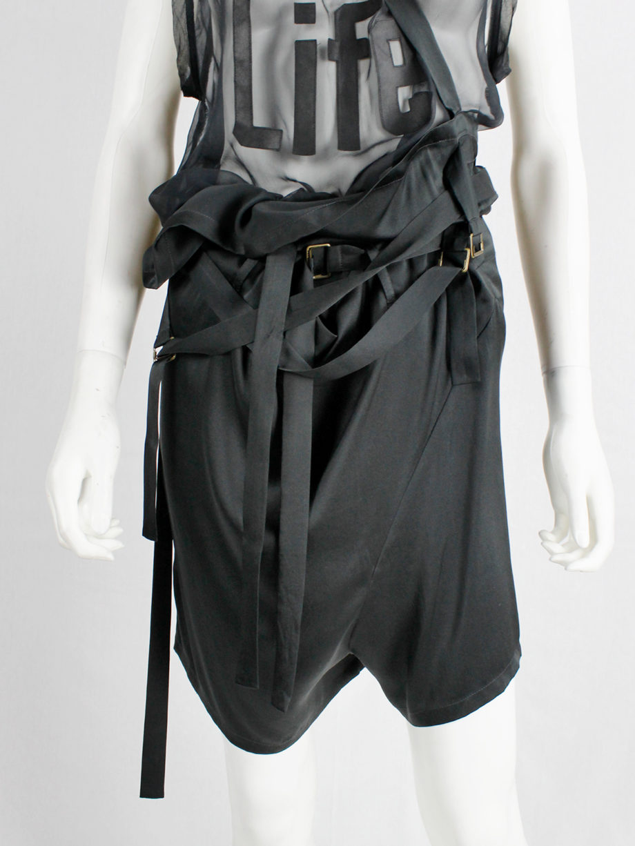 vintage Ann Demeulemeester black shorts with belt straps spring 2003 (6)