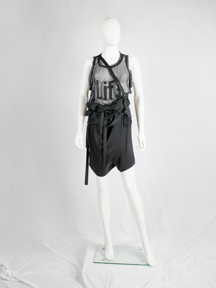 vintage Ann Demeulemeester black shorts with belt straps spring 2003 (8)