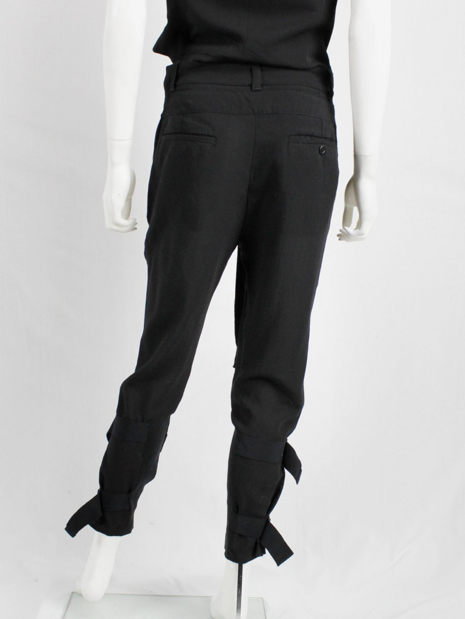 vintage Ann Demeulemeester black trousers with wide belt straps around the ankles (10)