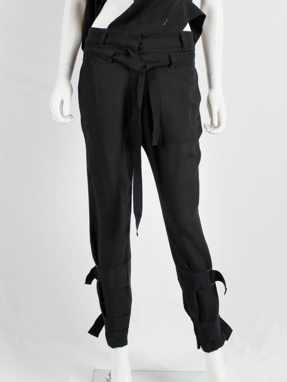 vintage Ann Demeulemeester black trousers with wide belt straps around the ankles (2)
