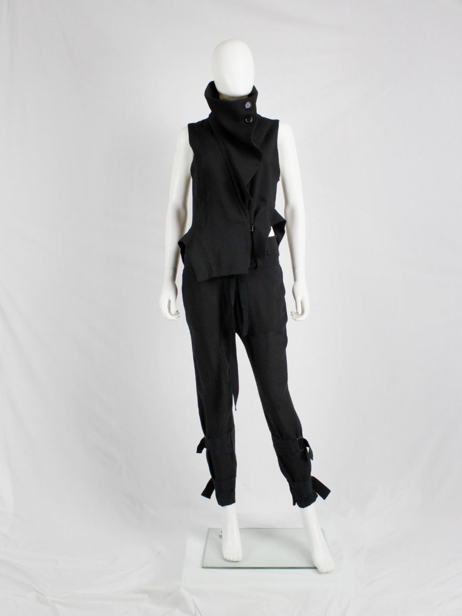 vintage Ann Demeulemeester black trousers with wide belt straps around the ankles (7)