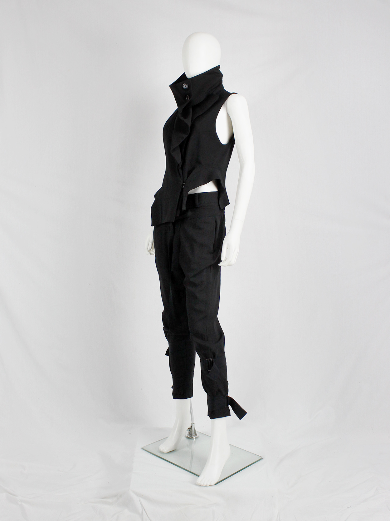 vintage Ann Demeulemeester black trousers with wide belt straps around the ankles (8)