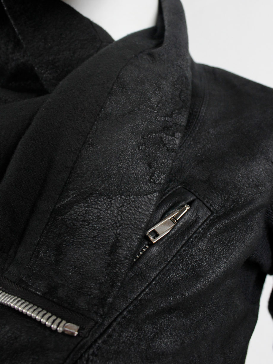 vintage Rick Owens black leather classic biker jacket with standing neckline (20)