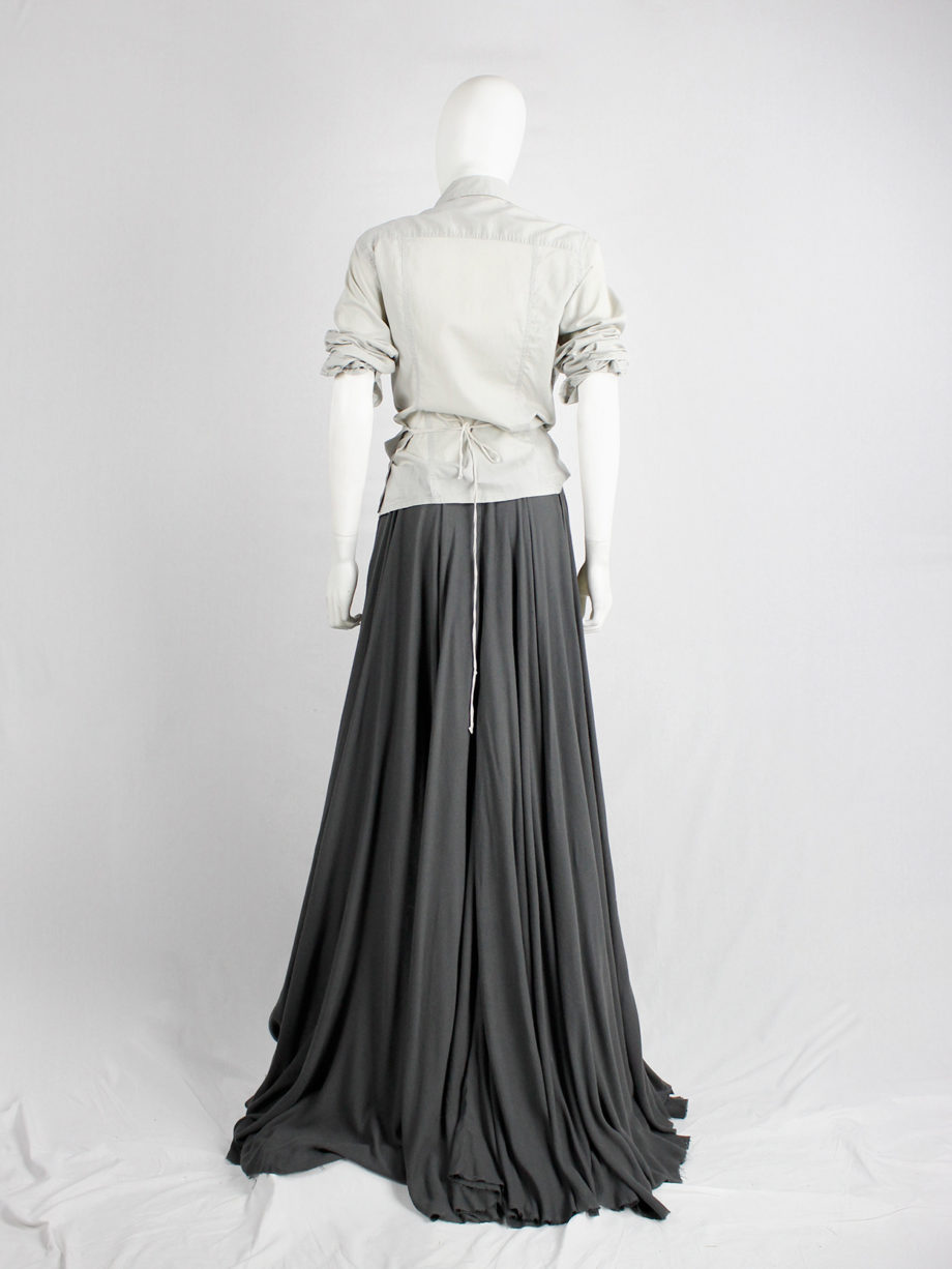 A.F. Vandevorst khaki green maxi circle skirt with frayed hems (4)