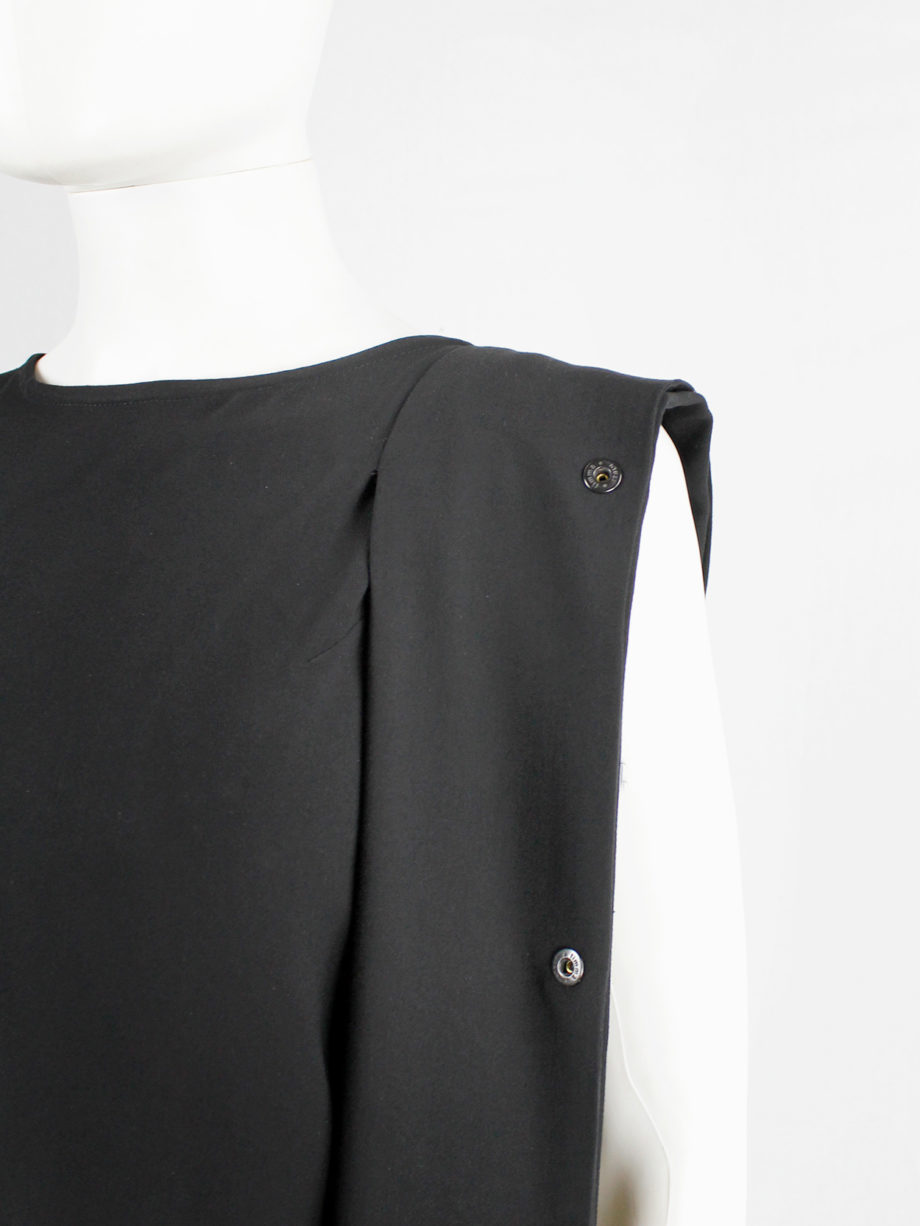 Ann Demeulemeester black asymmetric maxi dress with snap button sash spring 2013 (7)