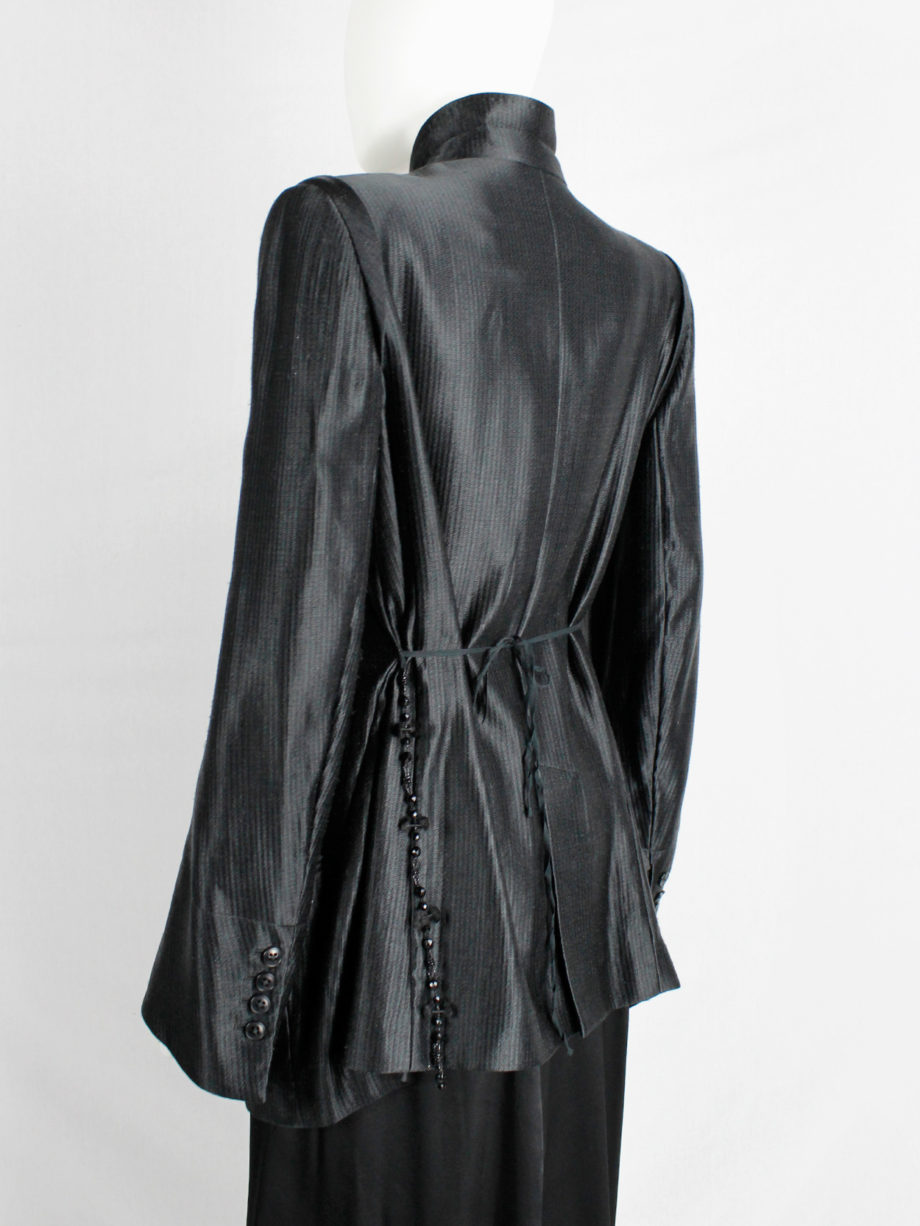 Ann Demeulemeester black jacket with rosary beads and cherub patch fall 2005 (17)