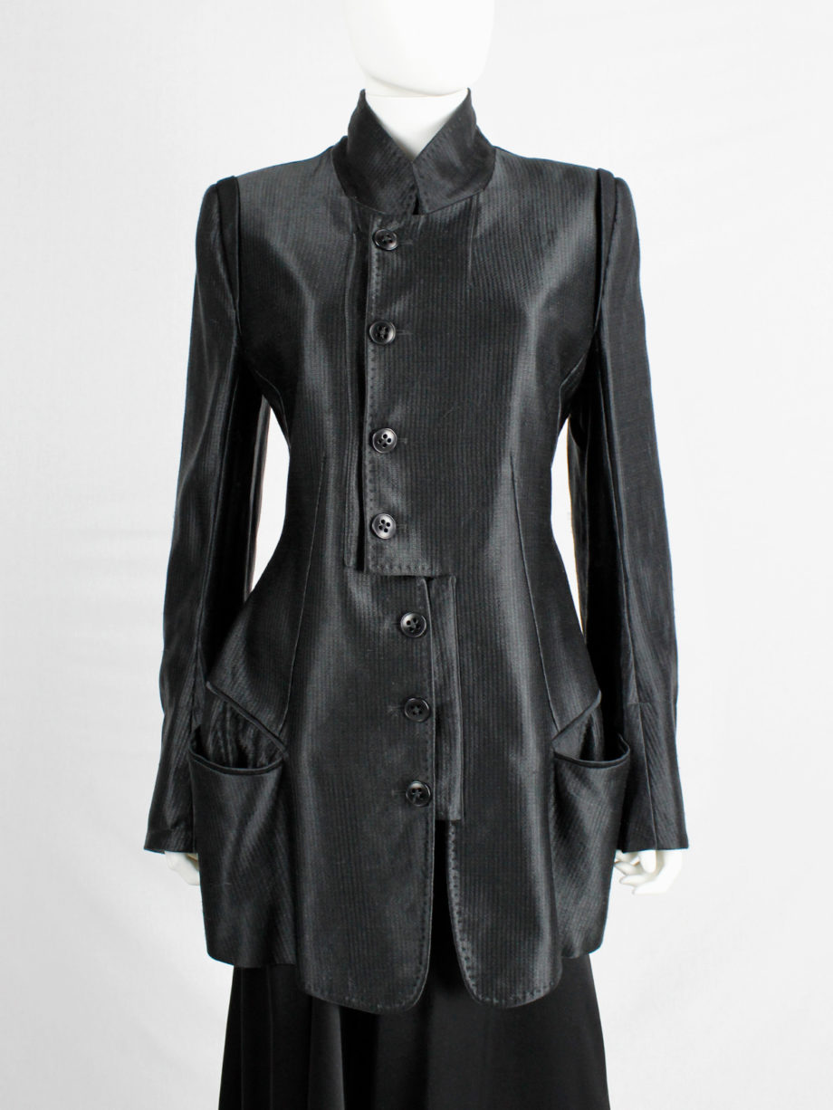 Ann Demeulemeester black jacket with rosary beads and cherub patch fall 2005 (21)