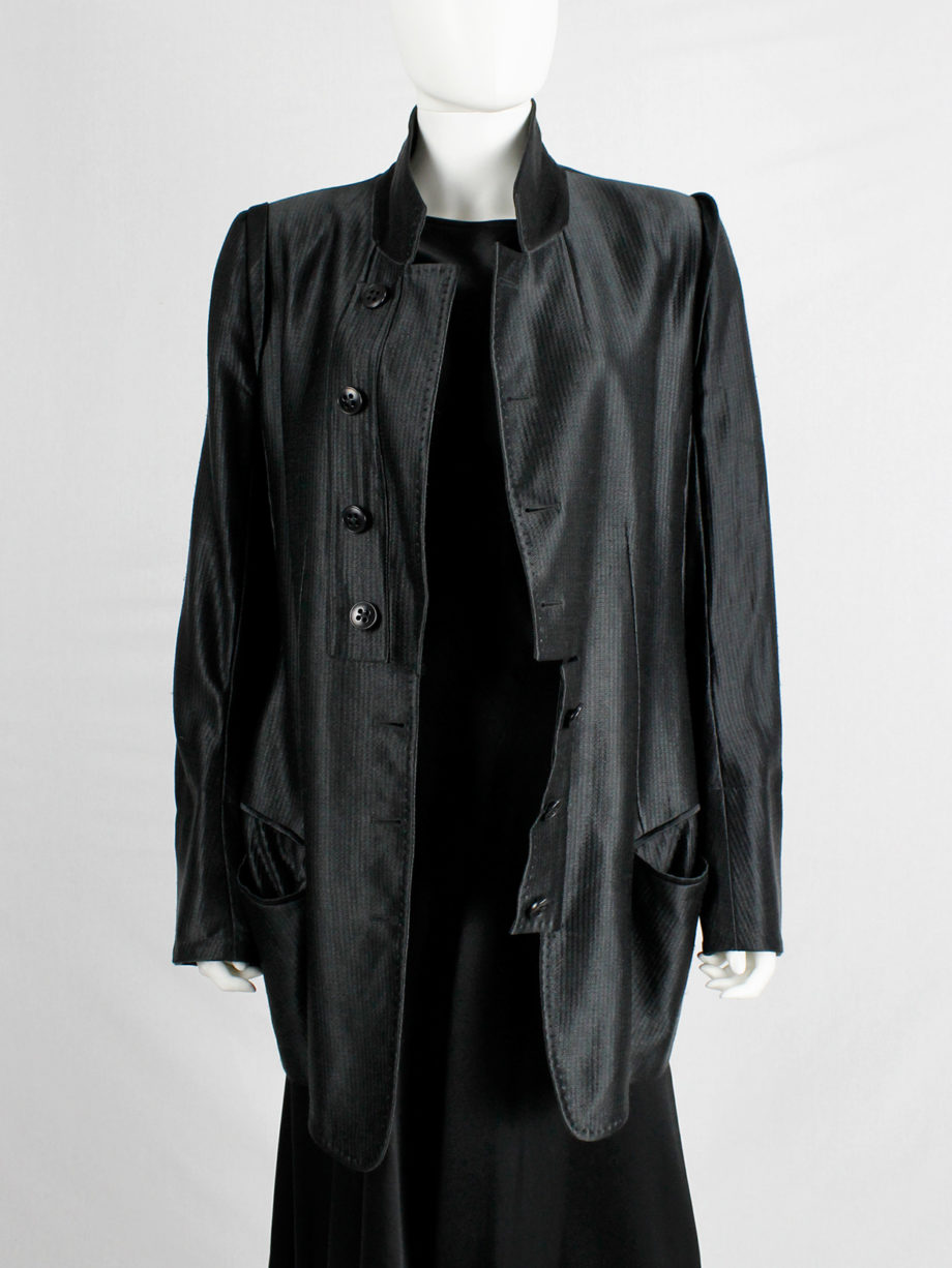 Ann Demeulemeester black jacket with rosary beads and cherub patch fall 2005 (3)