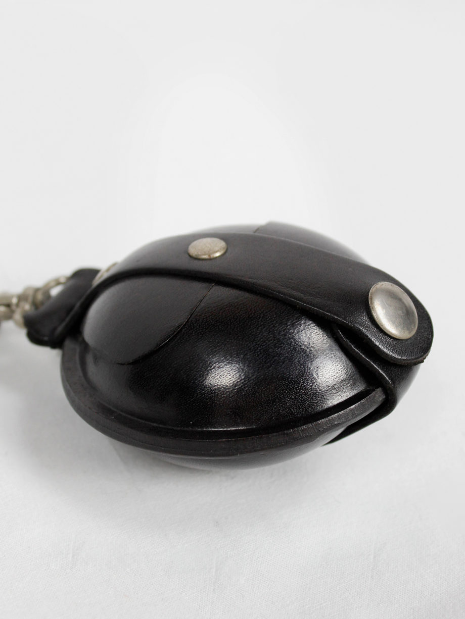 Ann Demeulemeester black large leather coin pouch on a necklace 2000 (11)