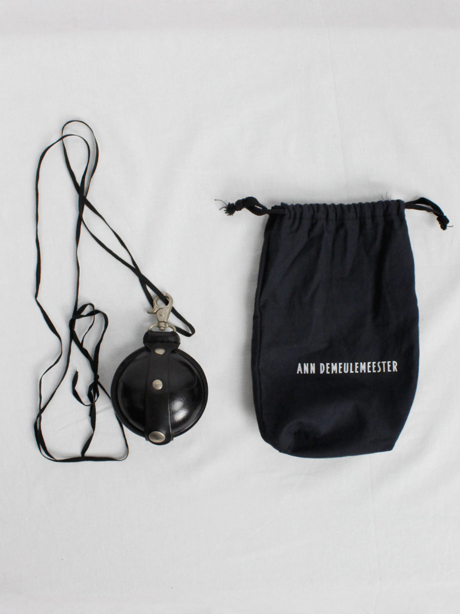 Ann Demeulemeester black large leather coin pouch on a necklace — 2000 (1)