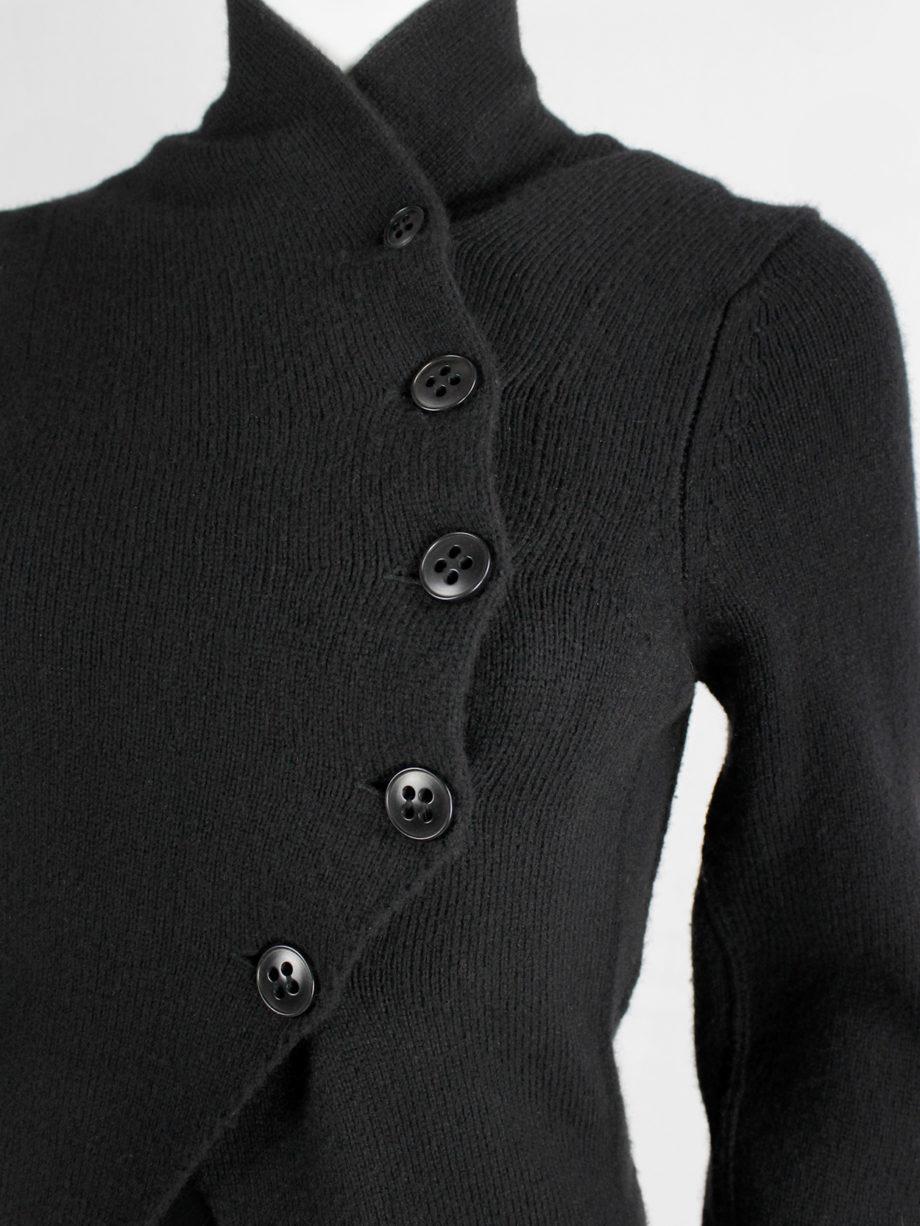 Ann Demeulemeester black long cutaway jumper with curved button closure fall 2005 (16)