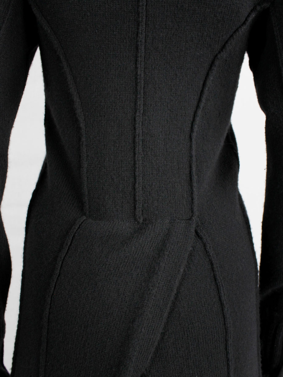 Ann Demeulemeester black long cutaway jumper with curved button closure fall 2005 (6)