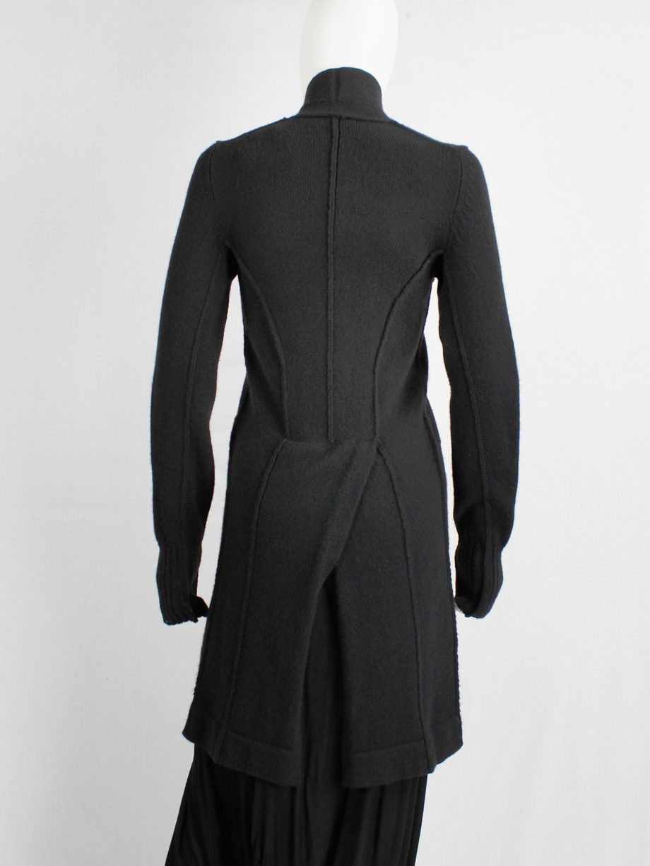 Ann Demeulemeester black long cutaway jumper with curved button closure fall 2005 (7)