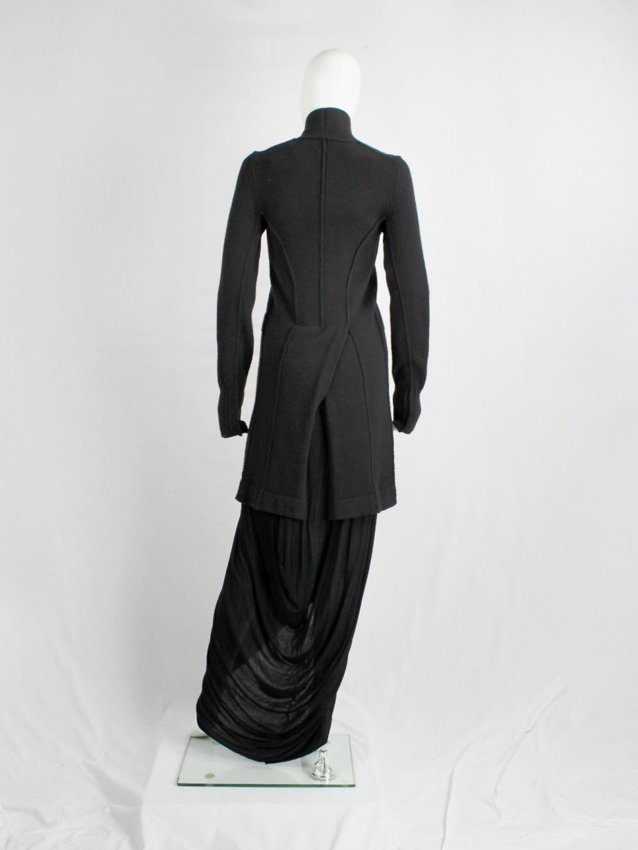 Ann Demeulemeester black long cutaway jumper with curved button closure fall 2005 (8)