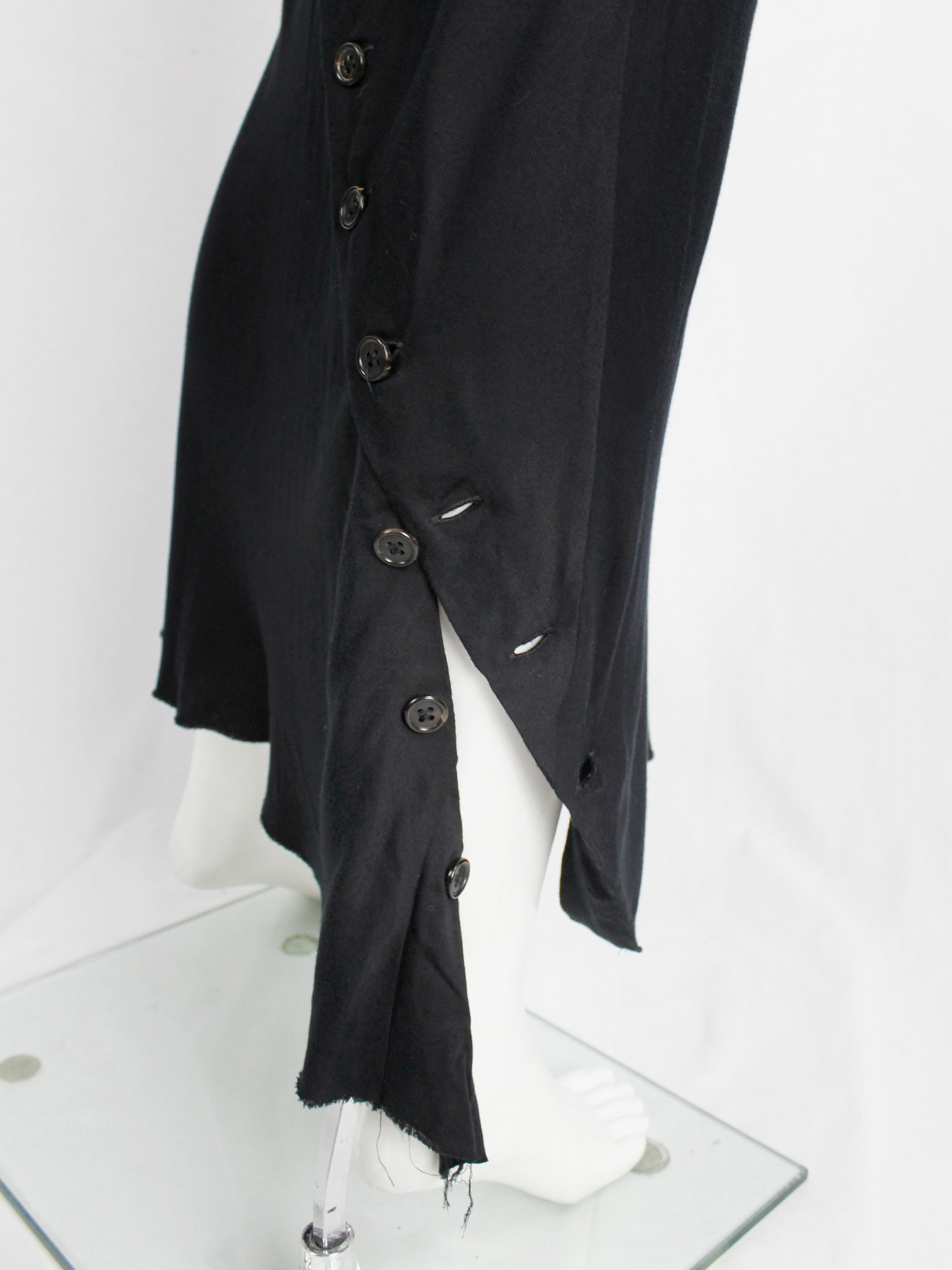 Ann Demeulemeester black maxi skirt with buttons twisting around it fall 2010 (14)