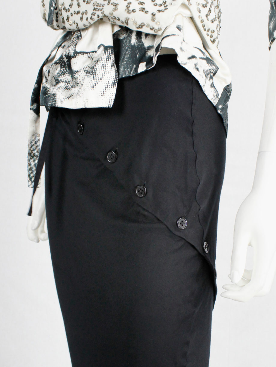 Ann Demeulemeester black maxi skirt with buttons twisting around it fall 2010 (4)