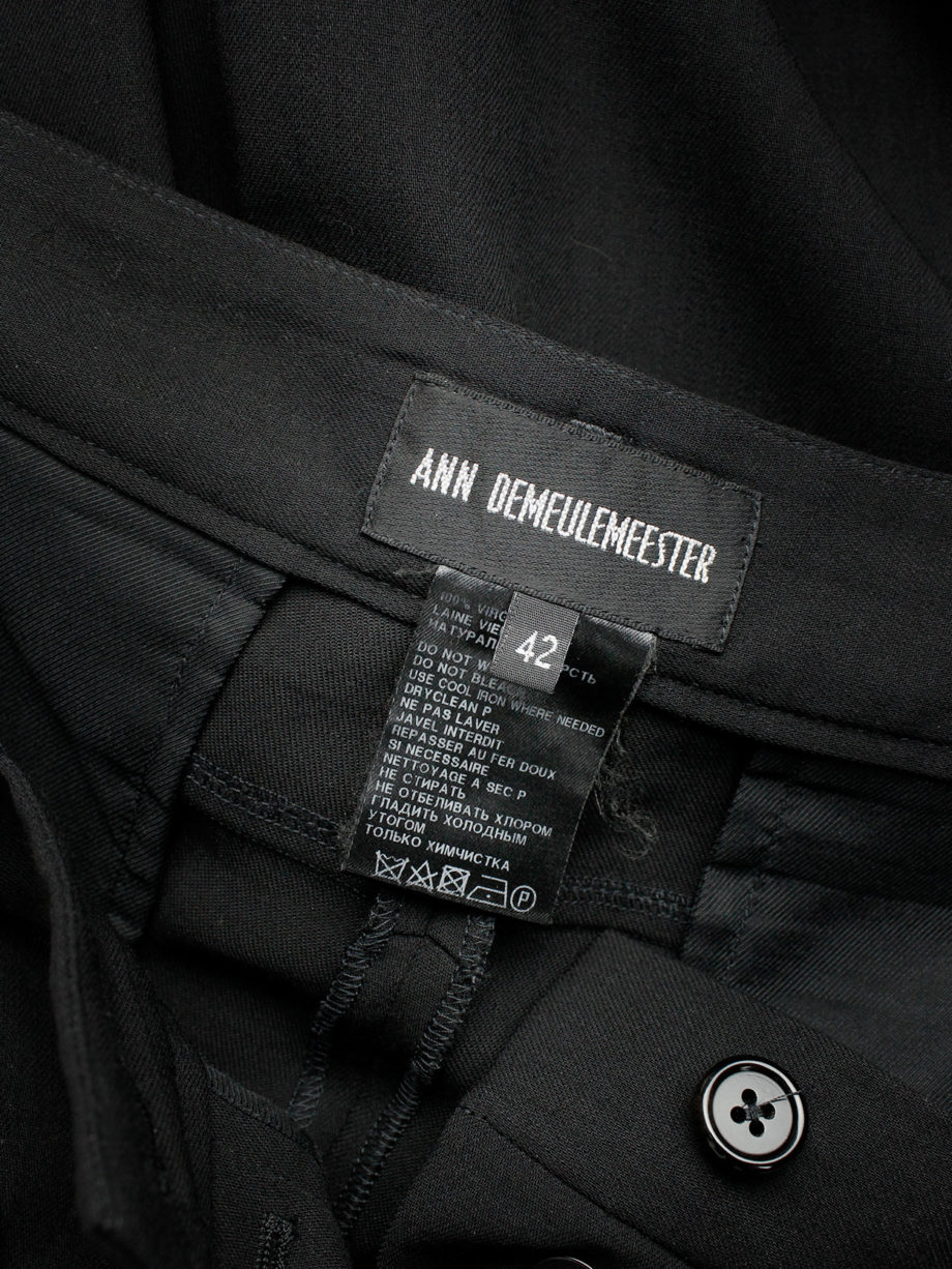 Ann Demeulemeester black wide trousers with belt buckle strap fall 2003 (11)