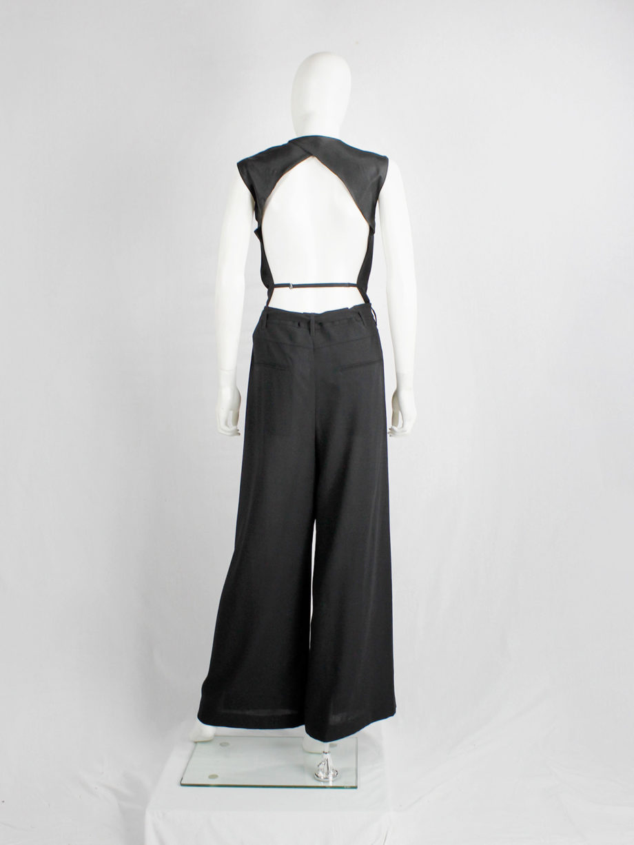 Ann Demeulemeester black wide trousers with belt buckle strap fall 2003 (7)
