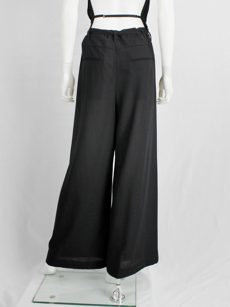 Ann Demeulemeester black wide trousers with belt buckle strap fall 2003 (8)