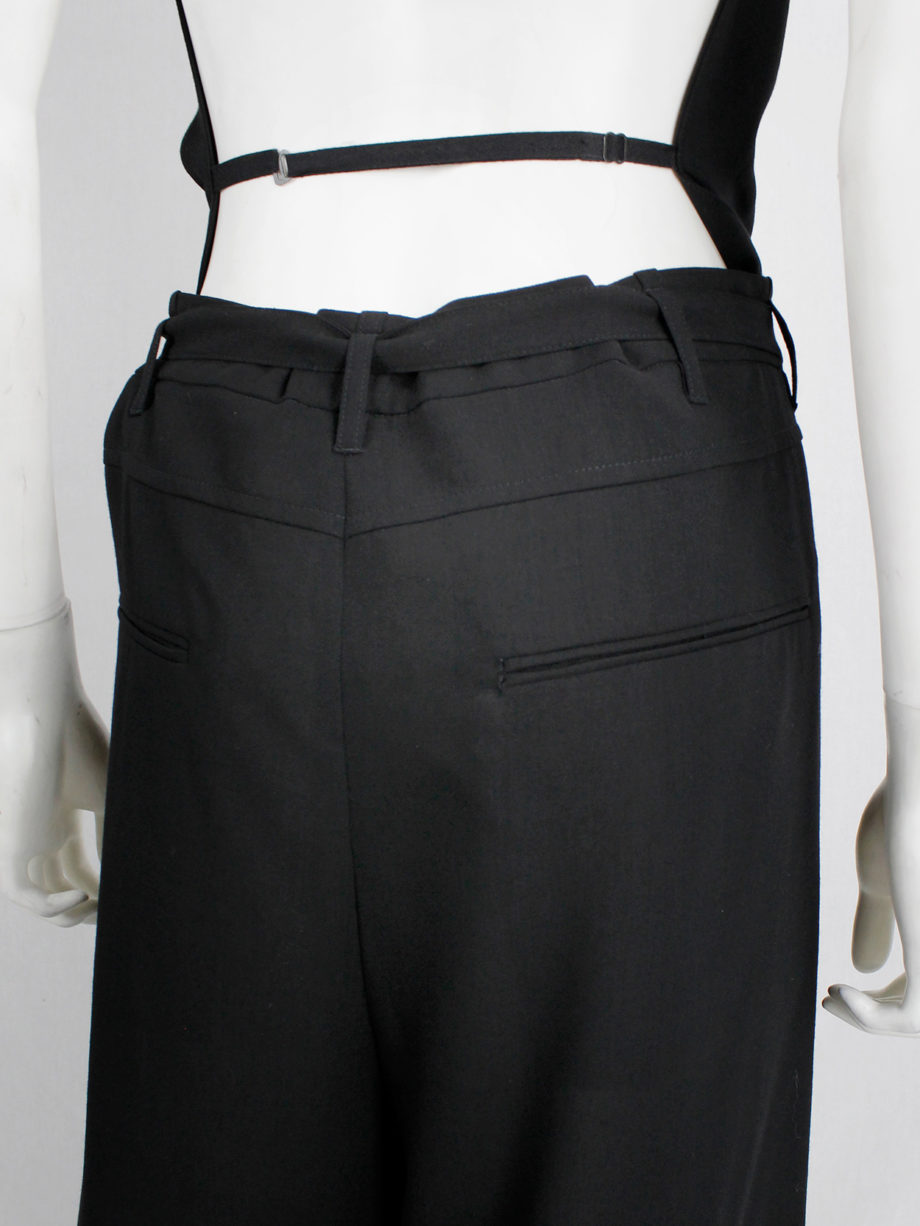 Ann Demeulemeester black wide trousers with belt buckle strap fall 2003 (9)