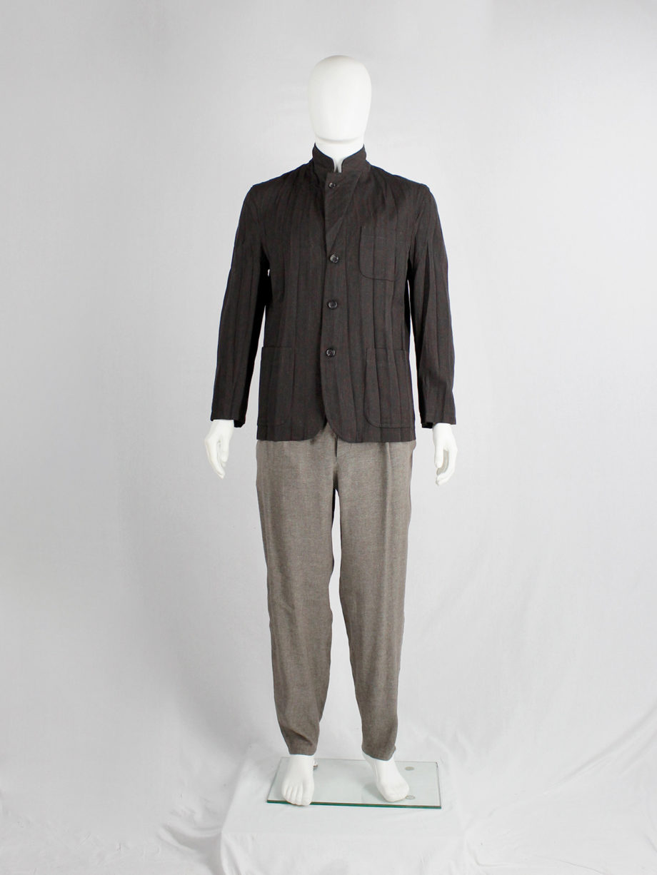 Comme des Garcons Homme brown blazer with pressed accordeon pleats AD 2004 (5)