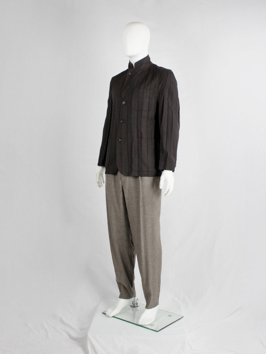Comme des Garcons Homme brown blazer with pressed accordeon pleats AD 2004 (6)