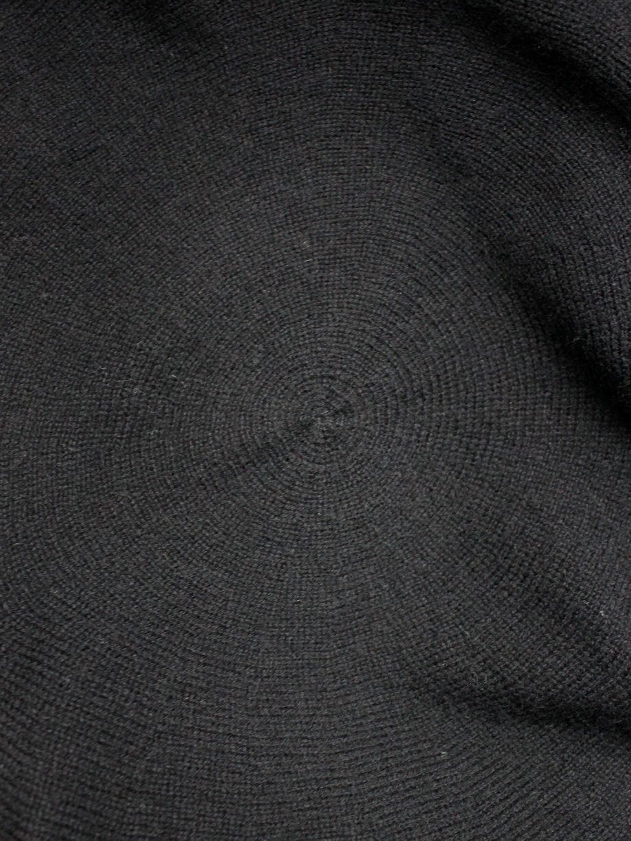Comme des Garçons black circular jumper with orange buttons and cutaway front fall 2002 (2)