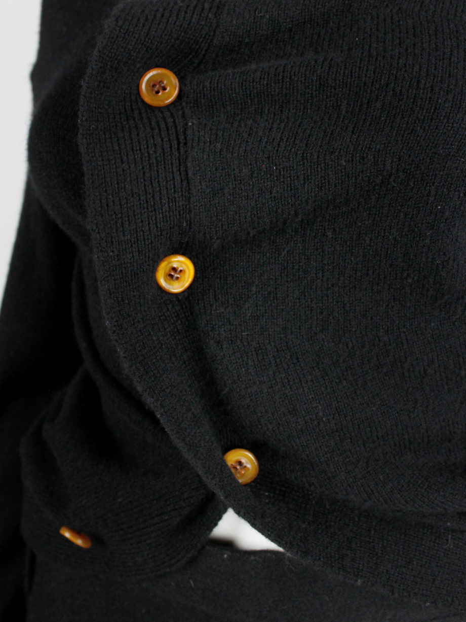 Comme des Garçons black circular jumper with orange buttons and cutaway front fall 2002 (9)