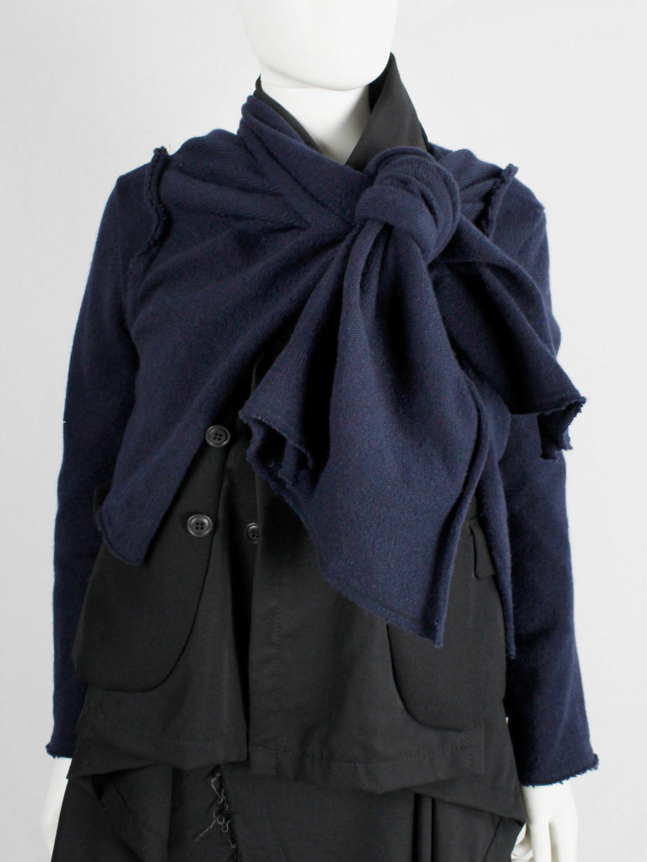 Comme des Garçons dark blue knit bolero with tied knot front closure fall 2003 (20)