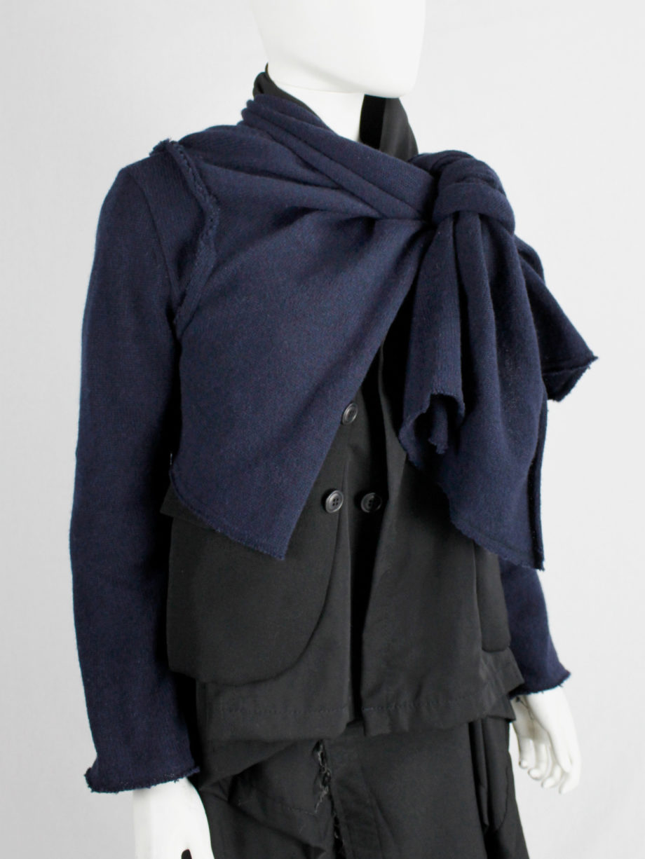Comme des Garçons dark blue knit bolero with tied knot front closure fall 2003 (24)