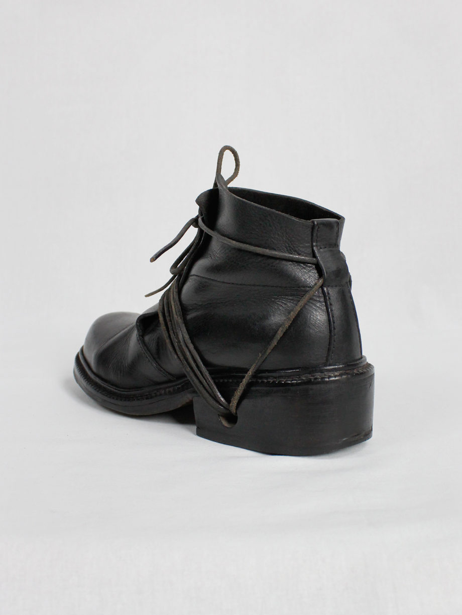 Dirk Bikkembergs black boots with flap and laces through the soles fall 1994 (22)