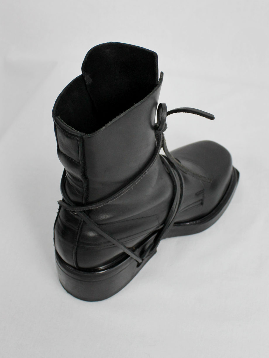 Dirk Bikkembergs black mountaineering boots with eyelets and laces through the soles 1990s 90s (18)