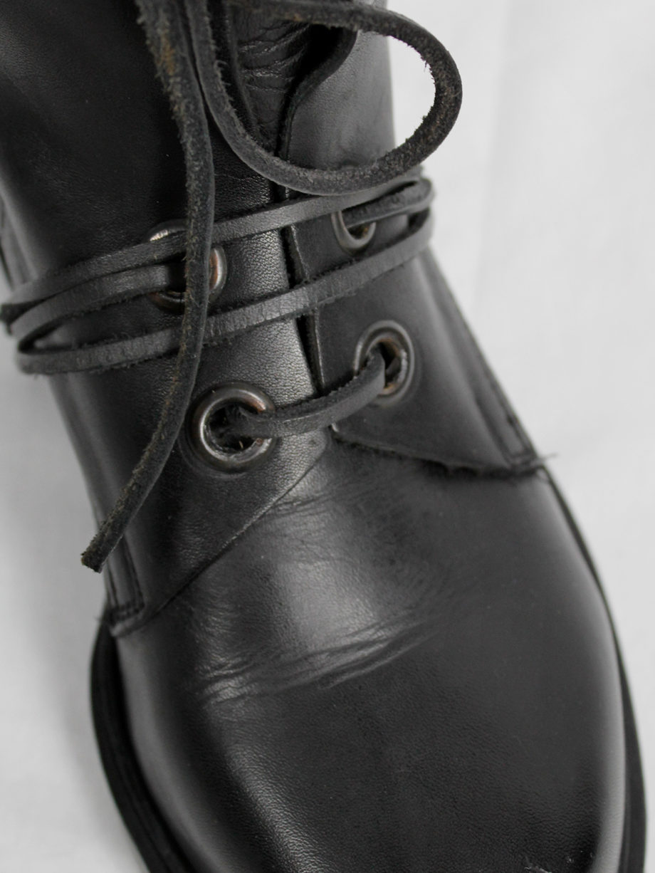 Dirk Bikkembergs black mountaineering boots with eyelets and laces through the soles 1990s 90s (19)